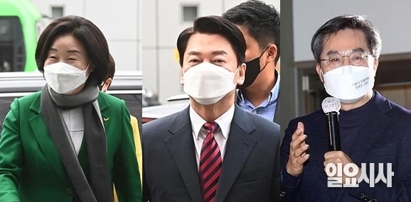 (사진 왼쪽부터)심상정(정의당)·안철수(국민의당)·김동연(새로운물결) 대선후보 ⓒ국회사진취재단